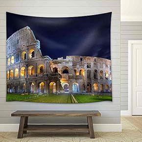 Colosseum at Night in The Moonlight - Fabric Wall Tapestry Home Decor - 51x60 inches