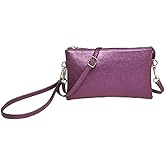 JEN & CO. Riley Vegan Leather Crossbody Bag for Women, Sapphire Purple - Small Clutch or Purse, Wallet Bags, Wristlet & Strap