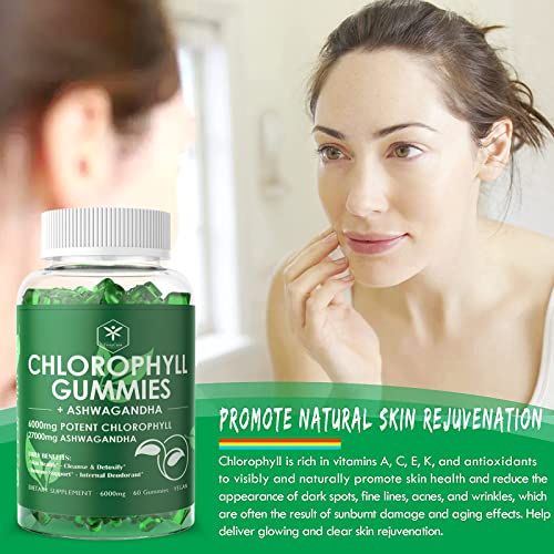 Chlorophyll Gummies, High Potency 200mg, with Organic Ashwagandha