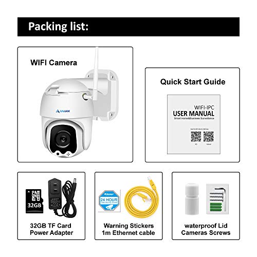 Anakk Wireless WiFi Security Camera 1080P Pan & Tilt Indoor & Outdoor IP66 Waterproof 2 Way Audio Night Vision Remote View Motion Detection Alert 32G SD Card Pre-Installed for Home & Business - Thumbnail 6