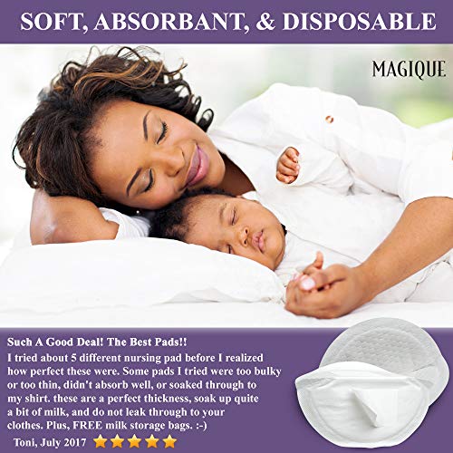 Breastfeeding Nursing Pads - Ultra Ever Dry, Disposable Breast Pad - Breast Feeding Bra Pads with Adhesive Strips - Thin Bra Liner Pad - Magique NursingMom Ultra, 1 Pack of 60 (60 Count) - Thumbnail 4