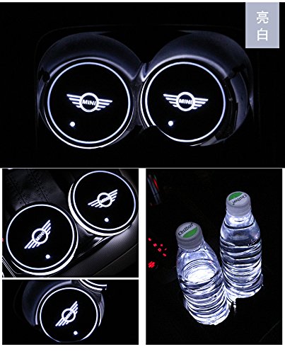 Bearfire Car Logo LED Cup Pad led cup coaster cup holder light USB Charging Mat Luminescent Cup Pad LED Mat Interior Atmosphere Lamp Decoration Light (Mini)