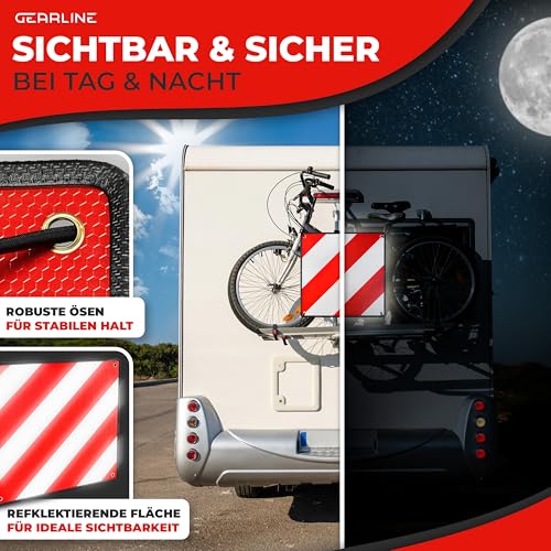 GEARLINE 3-in-1 Warning Sign for Italy, Spain & Portugal [Includes 4 Tie Down Straps & Protective Cover] - Warning Sign for Rear Carrier When Travelling to Spain, Portugal & as Optical Identification for Italy