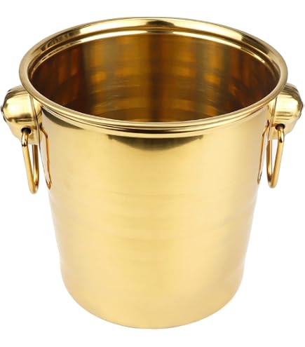 Mini Seau à Glace / Seau à Champagne Acier Inoxydable 2 L – Doré Élégant, Poignée Confort, Idéal Fêtes & Bars