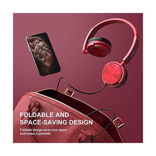 Vogek-Wired-Headphones-with-Microphone-Foldable-On-Ear-Headset-with-Deep-Bass-Adjustable-Headband-and-Noise-Isolation-for-Smartphone-Computer-Laptop-Chromebook-Zoom-Discord-Red Vogek Wired Headphones with Microphone, Foldable On Ear Headset with Deep Bass, Adjustable Headband and Noise Isolation…