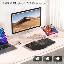 Gimibox Wireless Ergonomic Keyboard,Bluetooth and