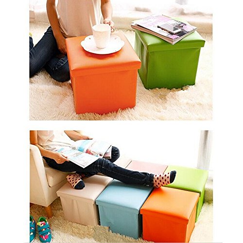 image for Geartist GOO1 Leather Folding Organizer Storage Ottoman Bench Footrest
