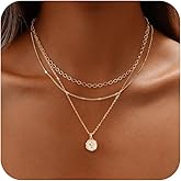 Remmocy Gold Necklace for Women 14K Gold Plated Layered Cross Bar Necklace Herringbone Figaro Paperclip Flat Chain Cute Charm Accessories Non Tarnish Jewelry Set Gifts for Women