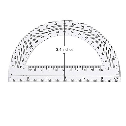 Leline's Plastic Protractor 180 Degree, 2pcs Student Math Protractors 4-inch and 6-inch Long, Clear