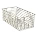 mDesign Wide Wire Storage Basket for Kitchen, Pantry, Cabinet - Pack of 2, Satin