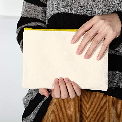 18 Pieces Canvas Makeup Bag Multipurpose Cosmetic Bag Travel Toiletry Pouch Pen Coin Bag Blank DIY Bag with Zipper for Women Girls (L) 7 18 Pieces Canvas Makeup Bag Multipurpose Cosmetic Bag Travel Toiletry Pouch Pen Coin Bag Blank DIY Bag with Zipper for Women Girls (L)