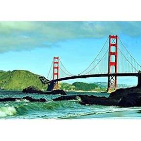 a View of Golden Gate Bridge from Baker Beach in San Francisco, United States, with a Retro Effect - Removable Wall Mural | Self-Adhesive Large Wallpaper - 66x96 inches