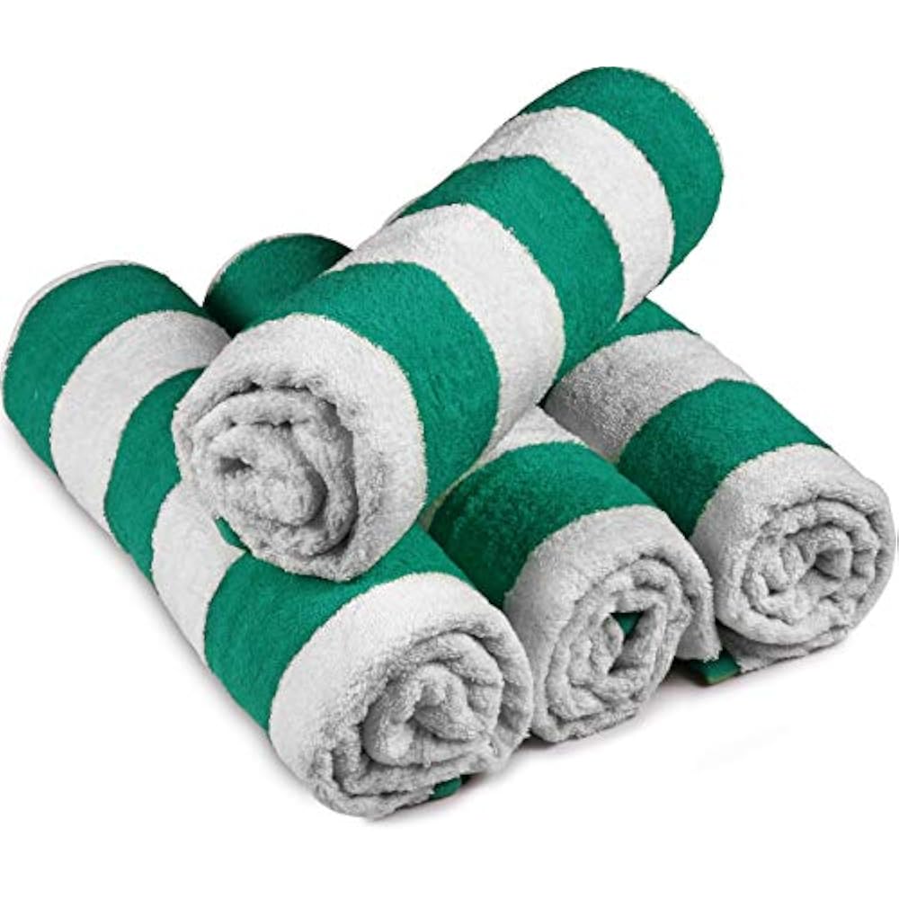 Cabana Stripe Beach Towels (4 Pack, 30 X 60 Inches) Large Pool Towels