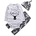 Baby Boys Daddy's Little Man Long Sleeve Bodysuit and Deer Pants Outfit with Hat (70(0-6M), White+grey)