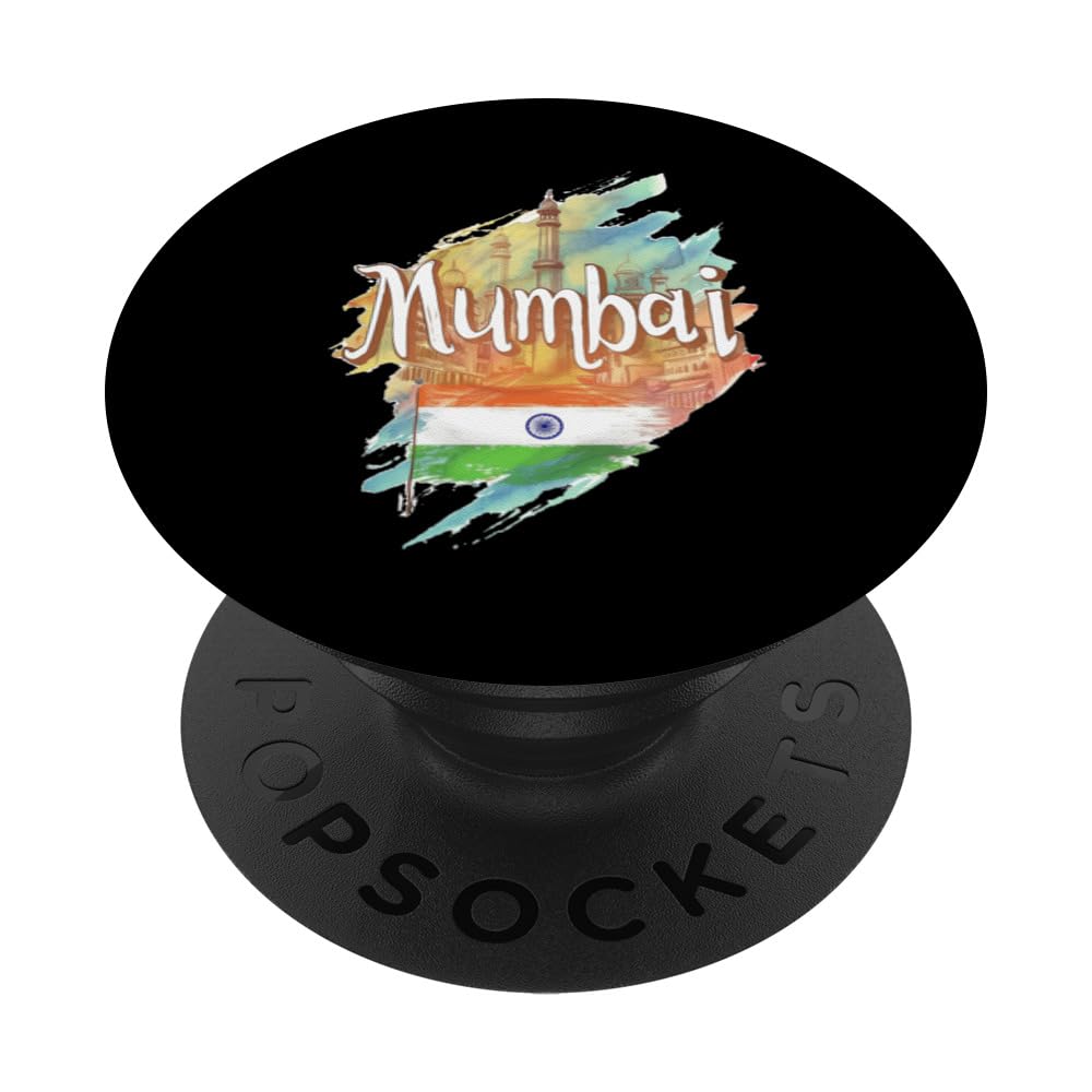 Mumbai Indian Flag Watercolor Vacation Souvenir PopSockets Swappable PopGrip
