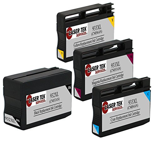 Laser Tek Services 4 Pack Ink Cartridges for the HP CN053AN CN054AN CN055AN CN056AN HP 933XL OfficeJet 6100 6600 6700