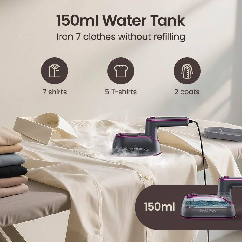 Jack ＆ Rose Travel Steamer Iron for Clothes,1200w Iron Steamer,Portable Handheld Travel Size Steamer iron,8S Fast Heat-Up，Large Ceramic Heat Panel,