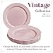 Silver Spoons 20 Premium Reusable Plastic Salad Plates | Vintage - Blush | 9'