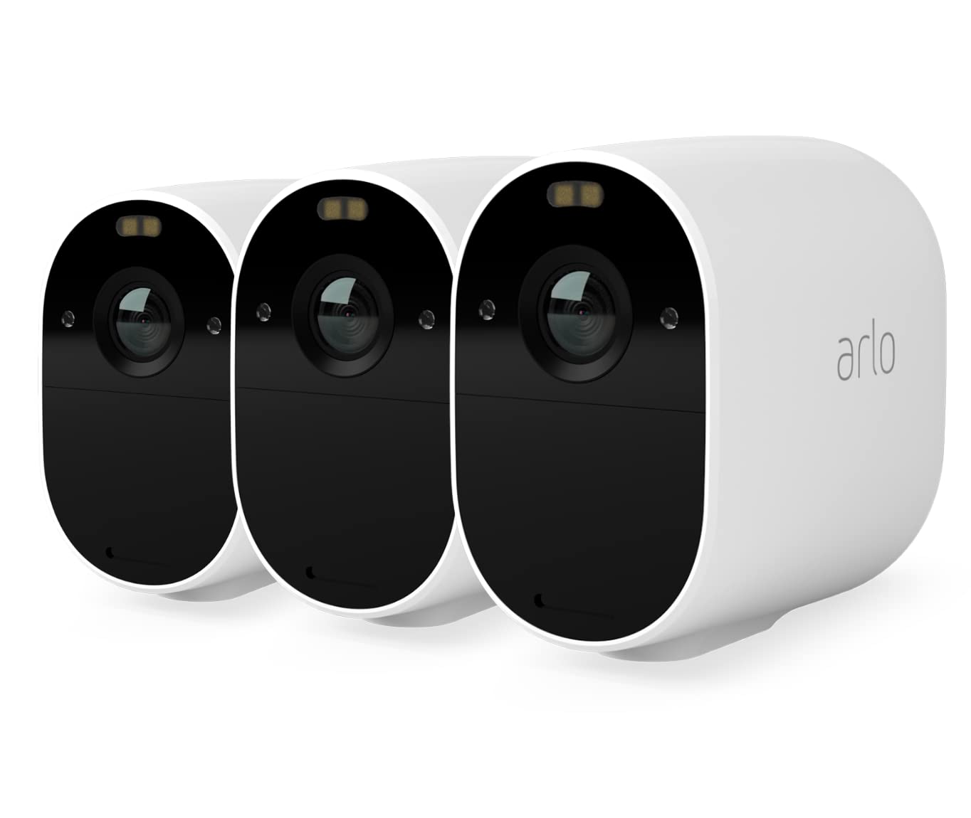 Arlo Essential Security Camera Outdoor, 1080p HD, Wireless CCTV, 3 Cam Kit, No Hub Needed, Colour Night Vision, 2-Way Audio, 6-Month Battery, Free Trial of Arlo Secure Plan, White
