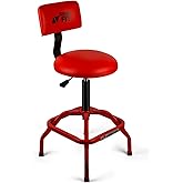 FreekyFit Shop Stool with Backrest, Mechanic Garage Stool for Workshop, Adjustable Shop Stools Chair, Padded Workbench Stools