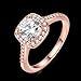 [Forever Love] Women's Pretty 18K Rose Gold Plated Princess Cut CZ Crystal Engagement Rings Best Promise Rings for Her Anniversary Cocktail Arrow Wedding Bands Haoze Collection Jewelry Rings