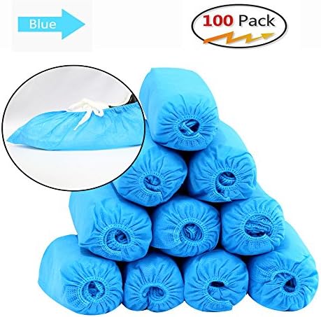 Espier Shoe Covers 100 pack, Disposable Hygienic Boot & Shoe Covers Durable, Water Resistant Covers for Home,Cars,Medical, Workplace, Indoor/Outdoor Carpet Floor (50 pairs) Blue