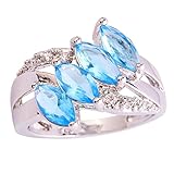 Psiroy Women's 925 Sterling Silver 1cttw Blue Topaz Filled Ring