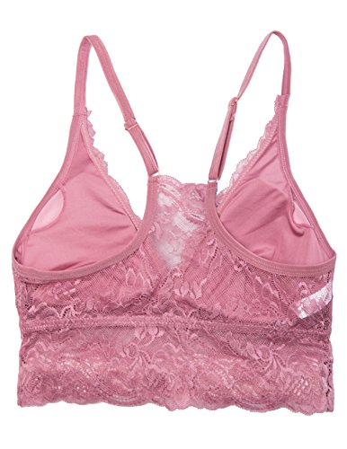 Womens-Marilyn-Monroe-Lace-Racerback-Padded-Bralette-Rose
