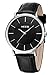 Kezzi Men's Minimalist Quartz Watch with Ultra-thin Black Dial and Calf Black Leather Strap k738