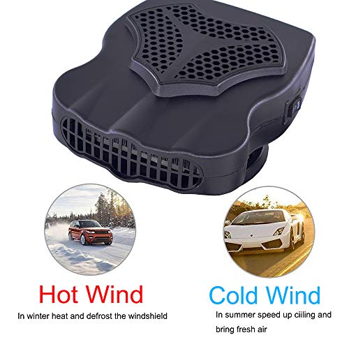 Portable Car Heater Fan Cooler, Vehicle Defrost Defogger Automobile, Thermostat 30s Fast Heating and Cooling, 12 V 2 in 1 Windshield Defrost (BLACK)