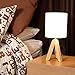 Light Accents Nightstand Table Lamp - with Natural Wooden Tripod Base with Linen Shade - Bedside Table Lamp