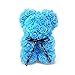 The Teddy Rose Flower Rose Bear - Cute 10-Inch Teddybear Handmade with Flower Petals - Artificial Roses Decor for Valentine's, Graduation, Mother's Day, Christmas, Anniversary (Blue)