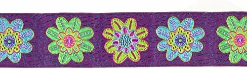 Renaissance Ribbons 1 1/2in Sue Spargo Flowers on Purple