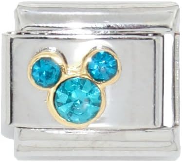 Teal Mickey head charm - 9mm Italian charm fits Zoppini, Talexia, Boxing and Nomination Italian charm bracelets