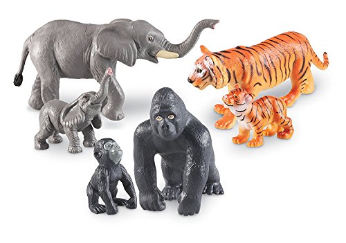 Learning Resources Jumbo Jungle Animals: Mommas And Babies Momma And Baby Elephant Momma And Baby Gorilla And Momma And Baby Tiger 6 Animals