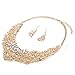 Yuhuan Women Alloy and Crystal Butterfly Necklace and Earring Set Color (Golden)