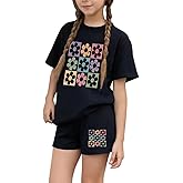 Seechoslo NEW 6-14 Years Girls 2 Piece Outfits Cotton T-Shirt and Shorts Set with Pockets Casual Wear