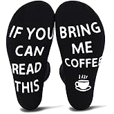 yaozeio Funny Sock Gift for Women Men if You Can Read This Bring Me Coffee Socks for Coworkers Friends Birthday Christmas Gifts for Sister Brother Coffee Theme Socks Gifts for Her Him