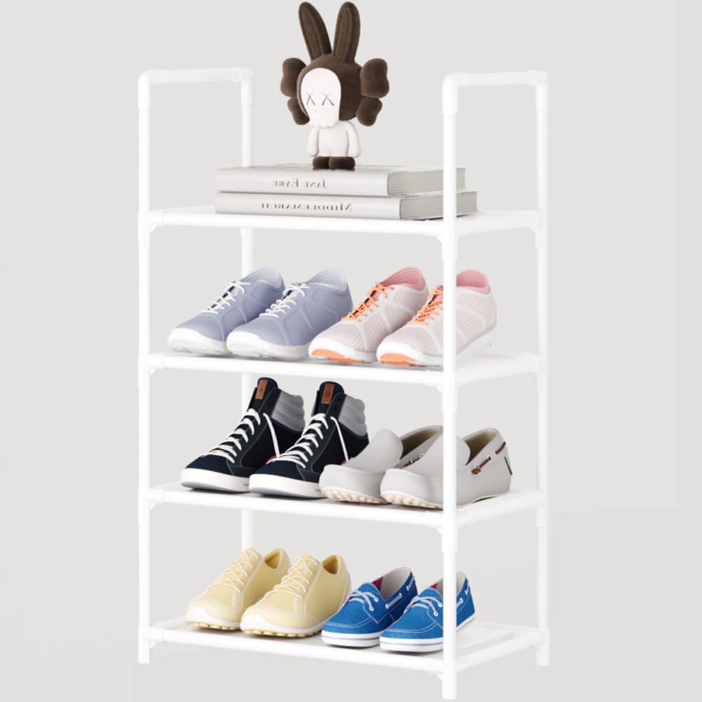 Photo 1 of COAPUKT Small Shoe Rack,Stackable Shoe Stand Organizer Storage,Narrow Sturdy Shoe Shelf for Closet Entryway Hallway (4-White)