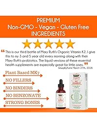 Gotas líquidas de vitamina orgánica K2 (MK7) de MaryRuth, sin OMG, vegano, libre de gluten,...