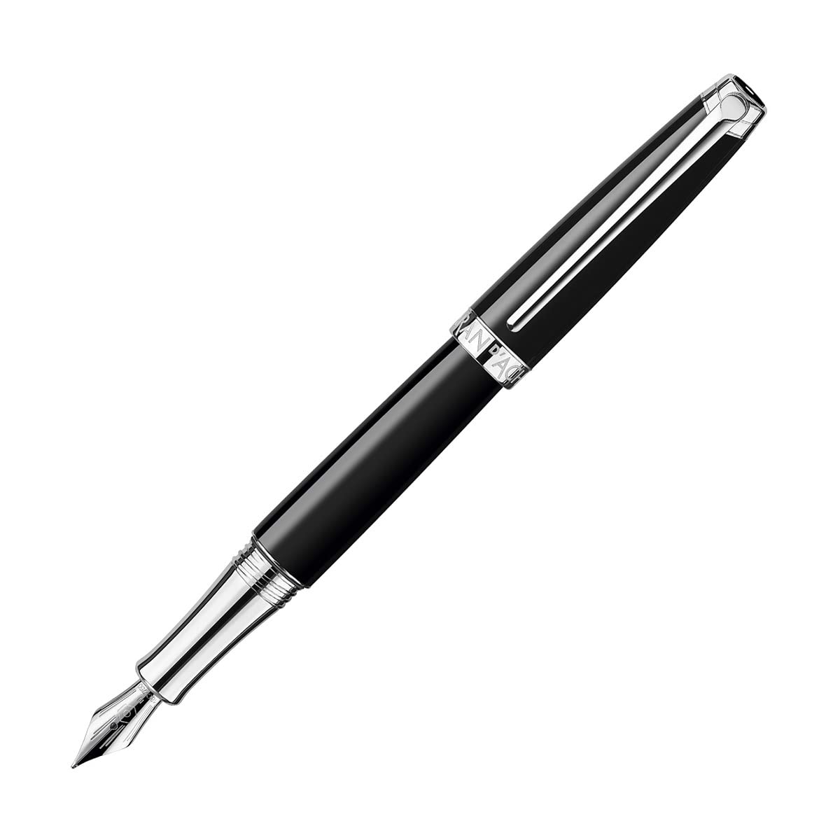 Caran d'Ache Leman Silver Plated Medium Fountain Pen - Ebony Black, CD4799.782
