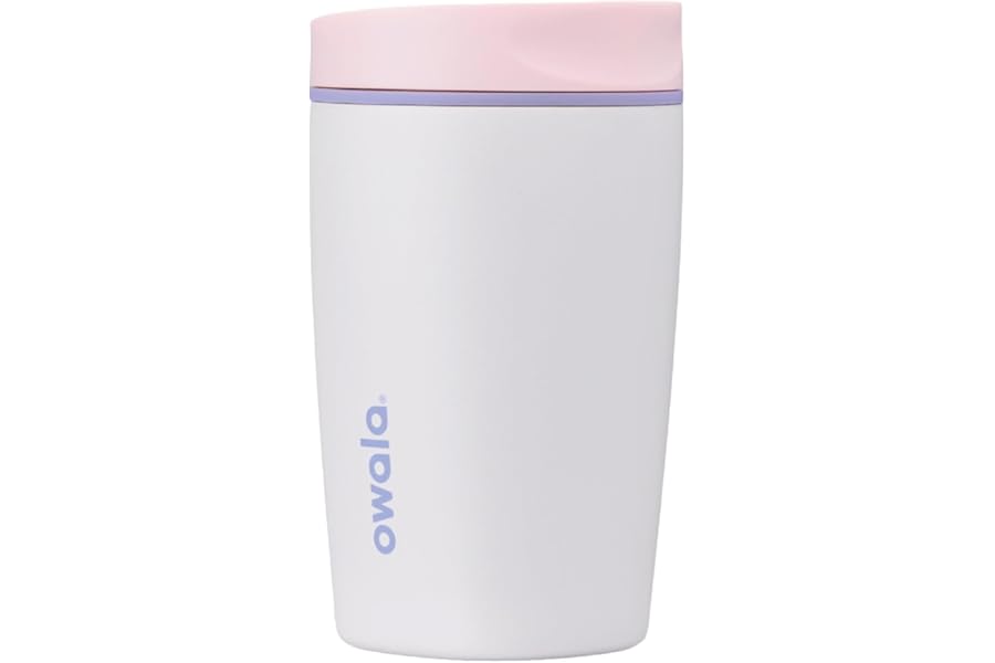 Owala SmoothSip Slider Ceramic-Lined Insulated Stainless Steel Coffee Tumbler, No Metallic Taste Reusable Travel Mug, Hot Iced Coffee Cup, BPA Free 12 oz, Candy Coated