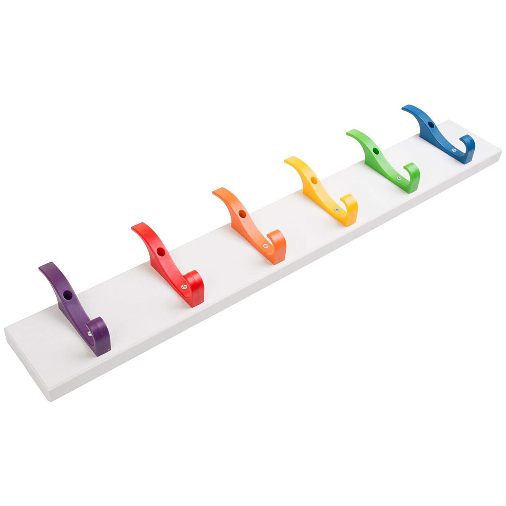 Toughook Original Rainbow Coat Rail – 6 Hook Rack - Wall-Mounted Colourful Pegs, Tough Heavy Duty Hook for Clothes, Bag, Hat & Towel, Durable. Child-Friendly Design for School, Home & Office