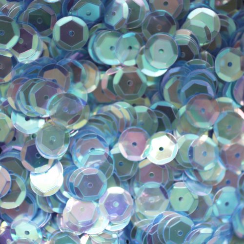 8mm Cup SEQUIN Facet Round PAILLETTES ~ Light SAPPHIRE Rainbow Iris Crystal ~ Loose sequins for embroidery, bridal, applique, arts, crafts, and embellishment. Made in USA.