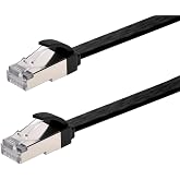 Monoprice Cat6A Ethernet Patch Cable - Slim Flat U/FTP 30AWG Molded Boot 0.5ft Black