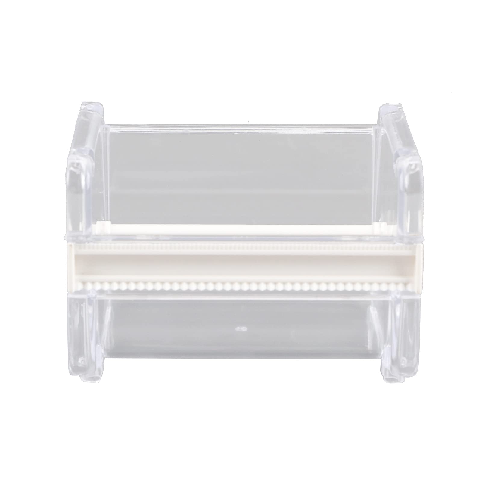 Hilitand Washi Tape Dispenser, Plastic Transparent Washi Tape Cutter Tape Holder Roll Tape Holder Office Desktop Tool(White)