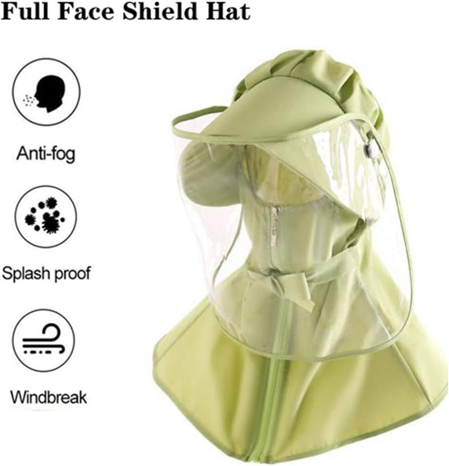 Full Face Shield Mask Hat, Safety Protective Visor Cap, Detachable Wide Brim Bucket Hat for Adult and Kids, Anti-Fog Anti-saliva Anti-Spitting Hat Cover Outdoor Fisherman Sun Hat