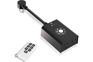 Minoston Outdoor Timer Outlet Waterproof with Remote, 2 Outlets Dusk to Dawn Plug, Light Sensor Countdown Timer 2 4 6 8 Hours 100Ft Remote Control Home Garden(MP42T)
