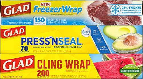 Glad Plastic Food Wrap Variety Pack Press N Seal Wrap Freezerwrap Clingwrap Pack Of 3 Package May Vary Pricepulse