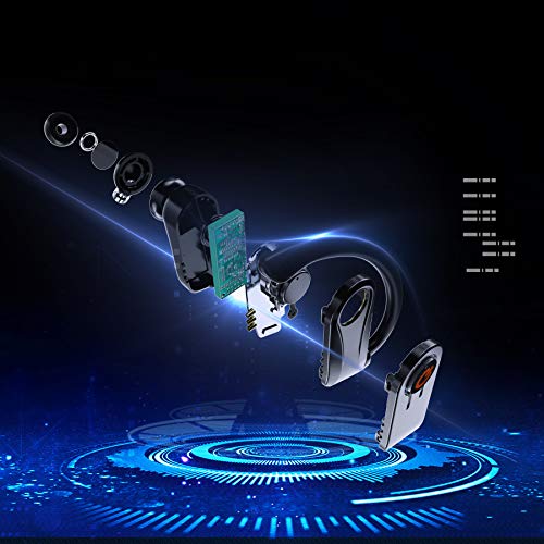 Amuoc Bluetooth Headphones - Wireless Earbuds with Mic HD Stereo Noise Cancelling Waterproof IPX7 for Sport Running Gym - Earphones Compatible (Over The Ear, Black) - Thumbnail 4